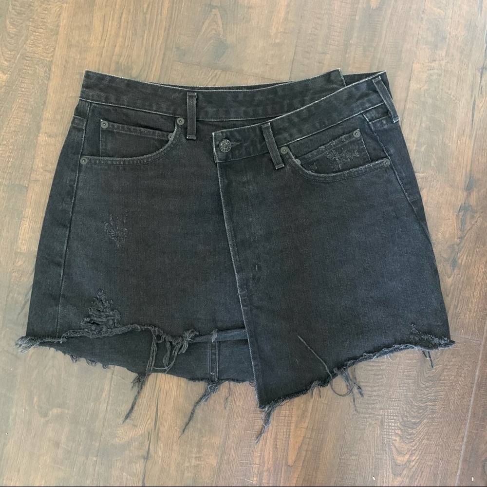 Agolde assymetrical black denim skirt